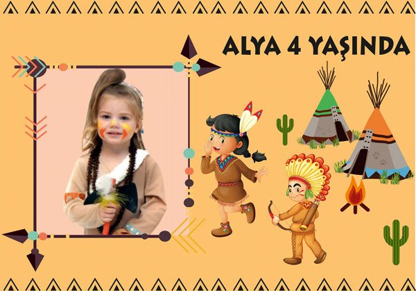 Kızılderili Temalı Kişiye Özel Afiş