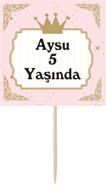 Prenses Doğum Günü Küçük Kürdan Süs 6 Adet