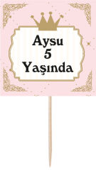 Prenses Doğum Günü Küçük Kürdan Süs 6 Adet