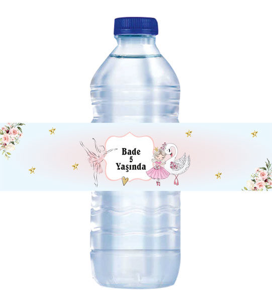 Balerin Doğum Günü Su Şişe Sargısı 6 Adet