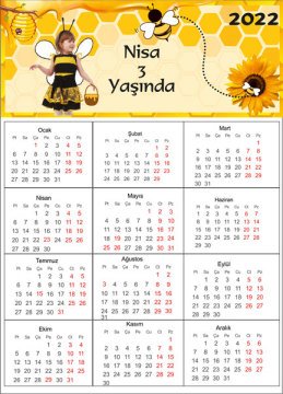Arı Temalı Kişiye Özel Takvim Magnet 4 Adet