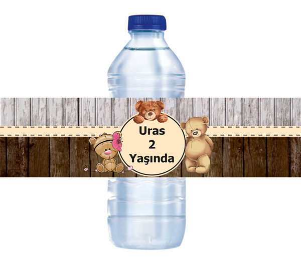 Ayıcık Doğum Günü Su Şişe Sargısı 6 Adet