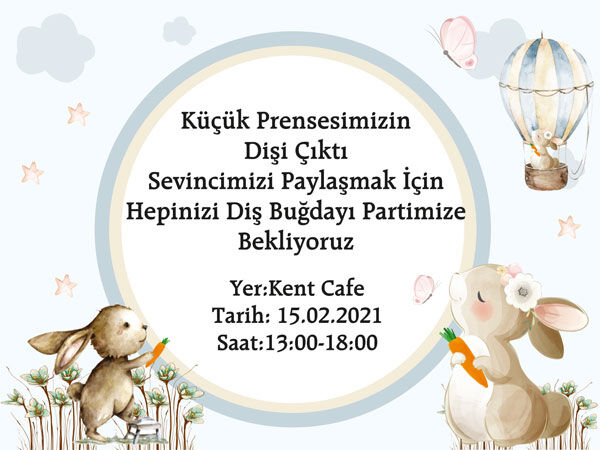 Diş Buğdayı Kız Davetiye 6 Adet