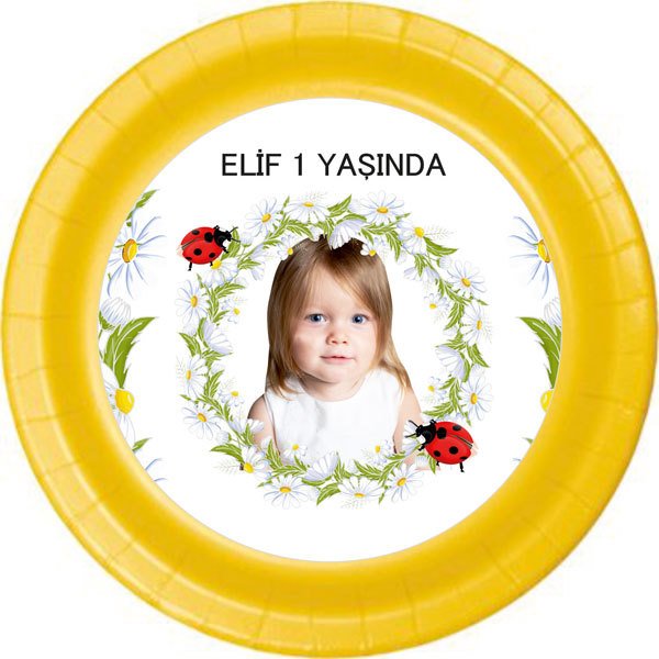 Papatya Temalı Kişiye Özel Tabak 6 Adet
