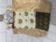 Otantik El Dikimi Astarlı Kadife Kumaş Çantası