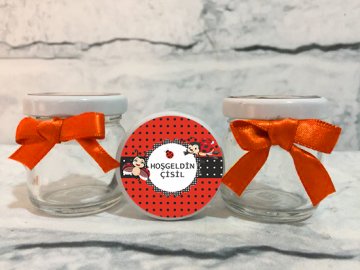 Uğur Böceği Temalı Kişiye Özel Şeker Kavanozu 6 Adet