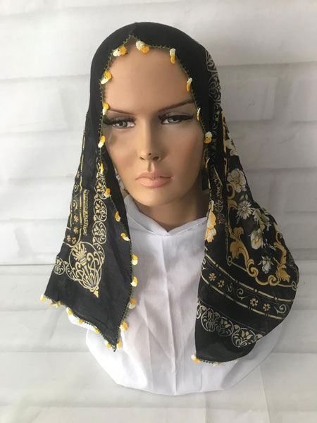 El Yapımı Oyalı Siyah Tülbent