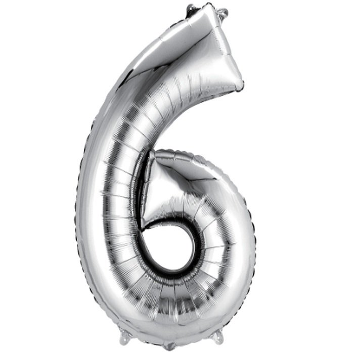 6 Rakam Folyo Balon Gümüş 1 Adet / 1 Metre
