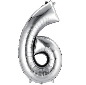 6 Rakam Folyo Balon Gümüş 1 Adet / 1 Metre