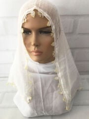 El Yapımı İğne Oyalı Beyaz Tülbent