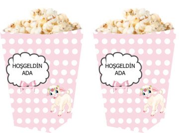 Kuzu Temalı Kişiye Özel Popcorn Kutusu 6 Adet
