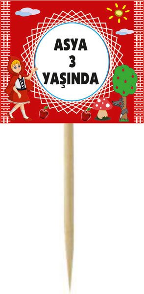 Kırmızı Başlıklı Kız Temalı Kişiye Özel Küçük Kürdan1  12 Adet