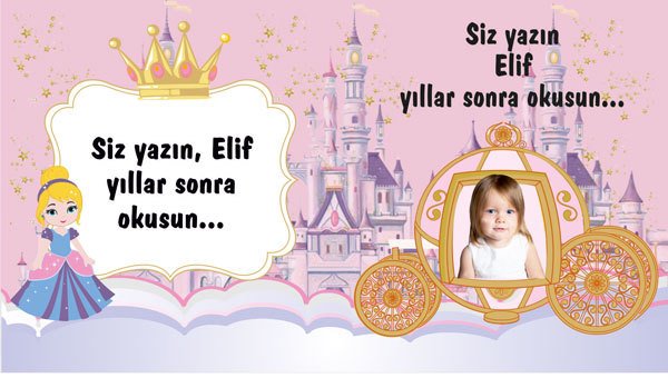 Prenses 2 Temalı Kişiye Özel Hatıra Kartı 6 Adet