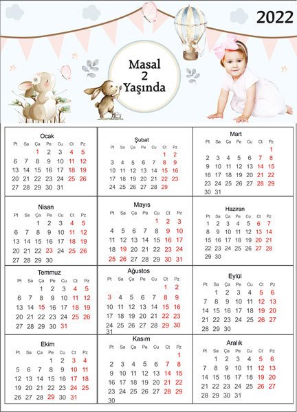 Tavşan Temalı Kişiye Özel Takvim Magnet 4 Adet