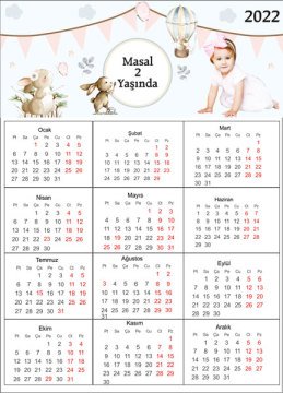Tavşan Temalı Kişiye Özel Takvim Magnet 4 Adet