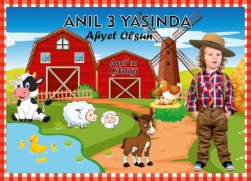 Çiftlik Temalı Kişiye Özel Amerikan Servisi 6 Adet