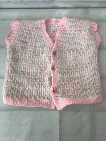 El Örgüsü Pembe Çocuk Yelek 4