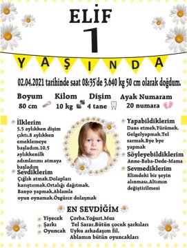 Papatya 2 Temalı Kişiye Özel Anı Magneti 1 Adet