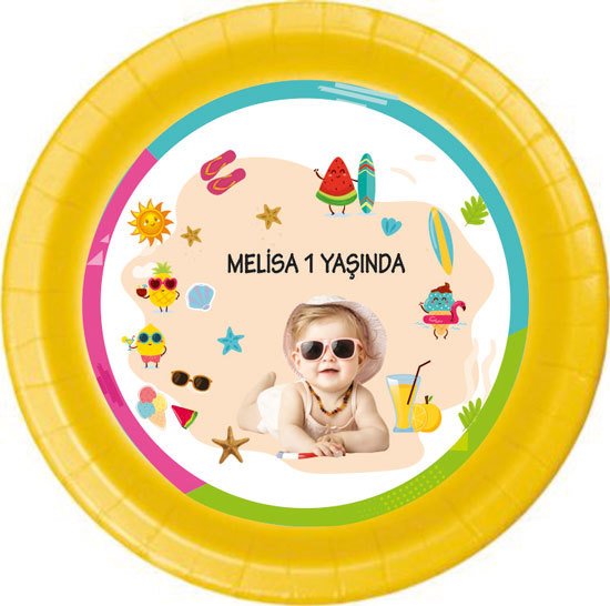 Yaz Temalı Kişiye Özel Tabak 6 Adet