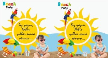 Beach Party Temalı Kişiye Özel Hatıra Kartı 6 Adet