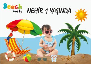 Beach Party Temalı Kişiye Özel Magnet 10 Adet