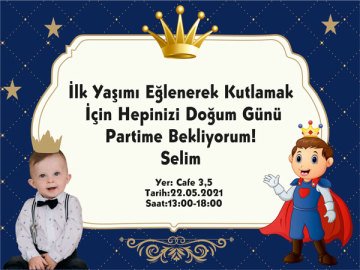 Prens 2 Temalı Kişiye Özel Davetiye 6 Adet