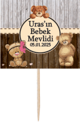 Ayıcık Bebek Mevlidi Küçük Kürdan Süs 6 Adet