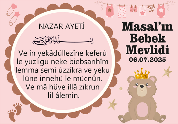 Ayıcık 2 Bebek Mevlidi Magnet 6 Adet