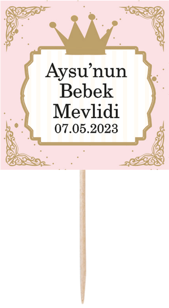 Prenses Bebek Mevlidi Küçük Kürdan Süs 6 Adet