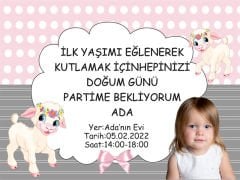 Kuzu 2 Temalı Kişiye Özel Davetiye 6 Adet