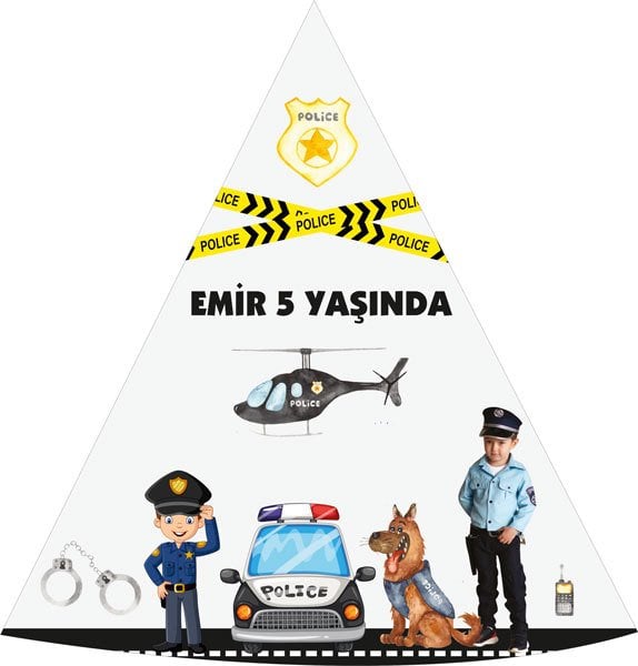 Polis Temalı Kişiye Özel Şapka 6 Adet