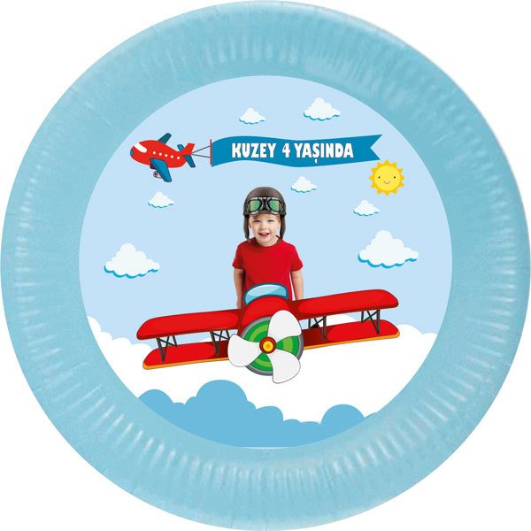 Pilot Temalı Kişiye Özel Tabak 6 Adet