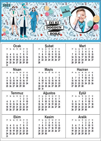 Doktor Temalı Kişiye Özel Takvim Magnet 4 Adet