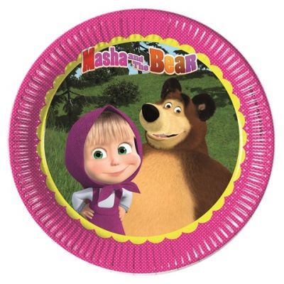 Masha ve Koca Ayı Temalı Tabak 8 Adet