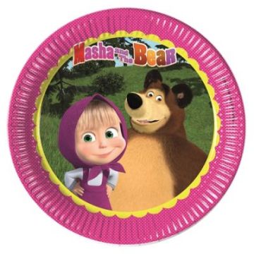 Masha ve Koca Ayı Temalı Tabak 8 Adet