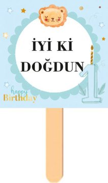 1 Yaş Erkek Temalı Parti Konuşma Balonu 10