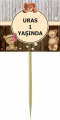 Ayıcık 2 Temalı Kişiye Özel Küçük Kürdan 1  12 Adet