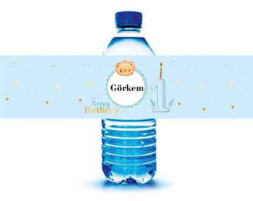 1 Yaş Erkek Temalı Kişiye Özel Su Şişesi Sargısı 6 Adet