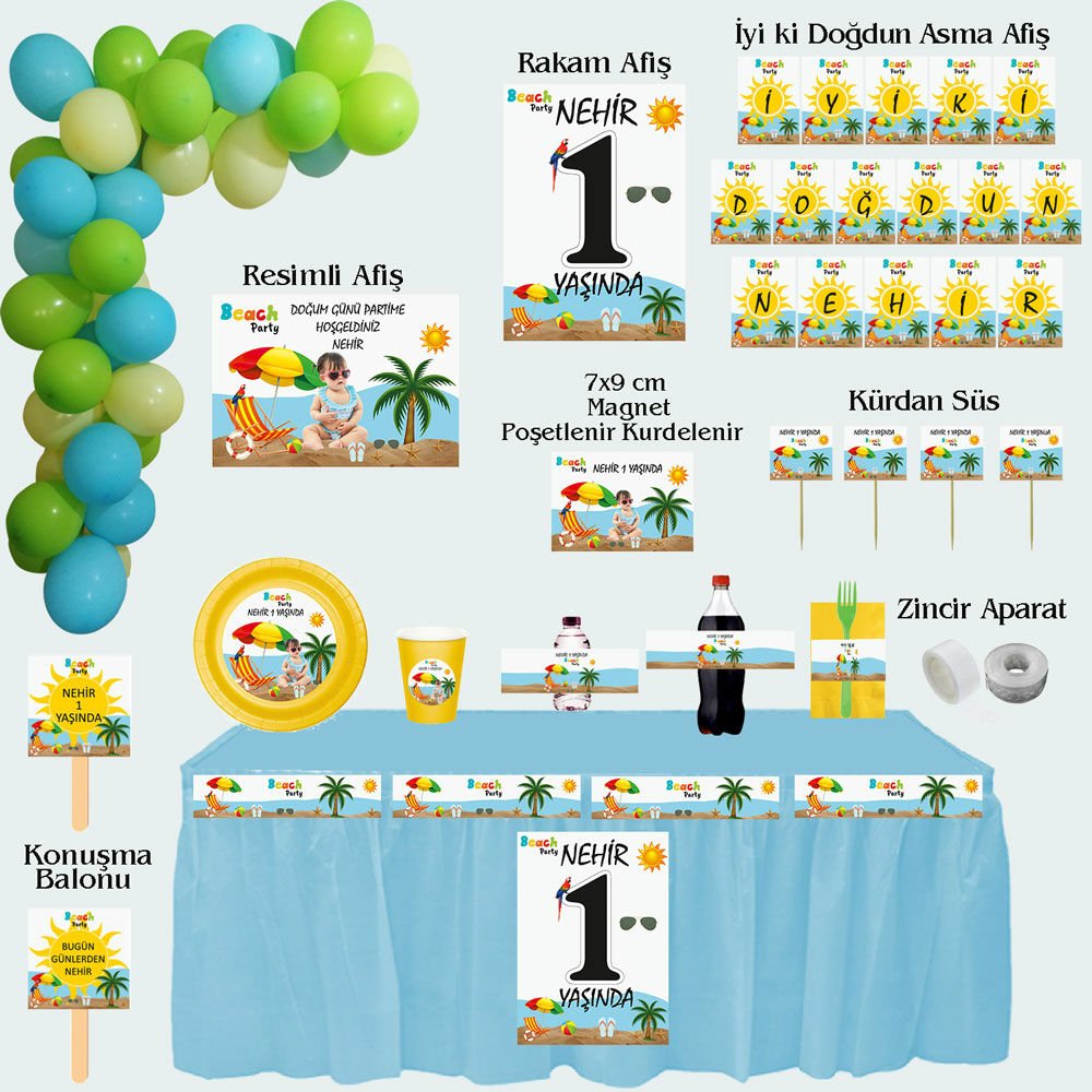 Beach Party Temalı Doğum Günü Seti 10 Kişilik