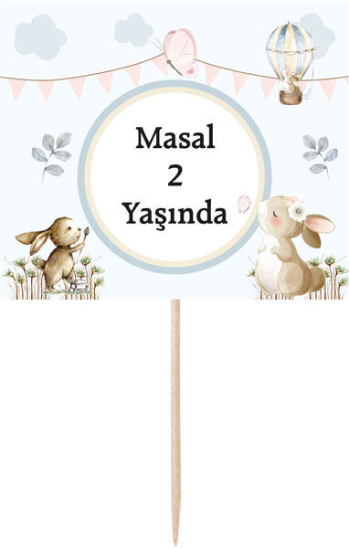 Tavşan Doğum Günü Küçük Kürdan Süs 6 Adet