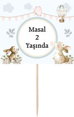 Tavşan Doğum Günü Küçük Kürdan Süs 6 Adet