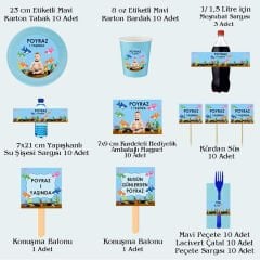 Sevimli Köpek Balığı Temalı Doğum Günü Seti 10 Kişilik