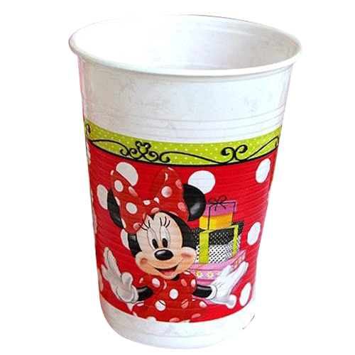 Kırmızı Minnie Temalı Bardak 8 Adet