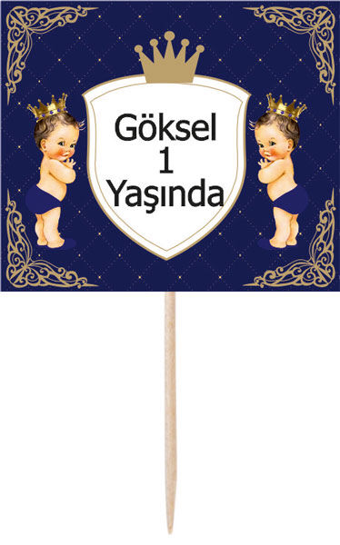 Prens Doğum Günü Küçük Kürdan Süs 6 Adet