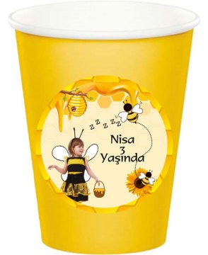 Arı Temalı Kişiye Özel Bardak 6 Adet